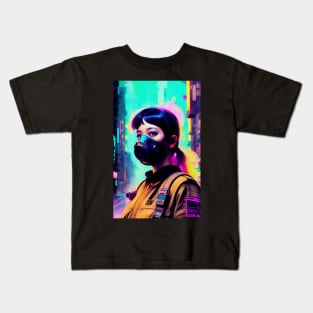 Abstract Cyberpunk Girl Kids T-Shirt